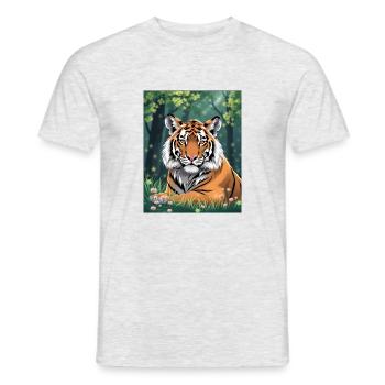 Tigre Majestueux - T-shirt homme - gris chiné - Devant - AI Model Male 178 dark (178cm)