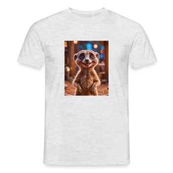 animaux africains super mignons – Meerkat - T-shirt homme - gris chiné - Devant - AI Model Male 178 dark (178cm)