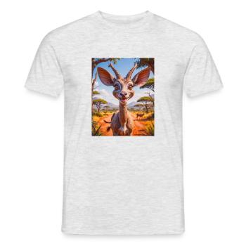 Animaux africains super mignons – Kudu - T-shirt homme - gris chiné - Devant - AI Model Male 178 dark (178cm)