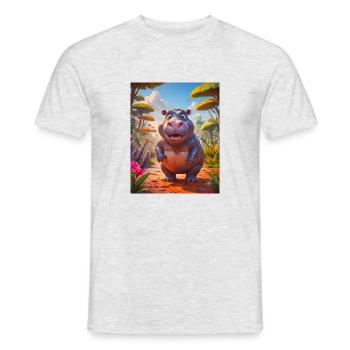 animaux africains super mignons – Hippopotame - T-shirt homme - gris chiné - Devant - AI Model Male 178 dark (178cm)