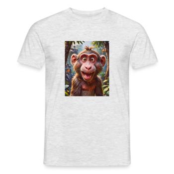 Animaux africains super mignons – Babouin - T-shirt homme - gris chiné - Devant - AI Model Male 178 dark (178cm)
