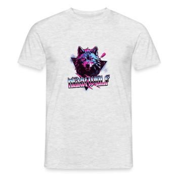 Mexx Wolf Retro Design - Männer T-Shirt - Grau meliert - Vorne - AI Model Male 178 dark (178cm)