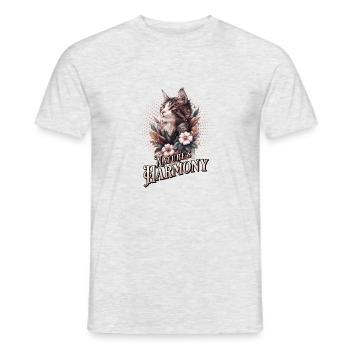 Nature in Harmony - The Blooming Cat - Men's T-Shirt - heather grey - Front - AI Model Male 178 dark (178cm)