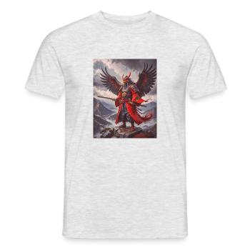 Majestätischer geflügelter Tengu-Krieger mit roter Maske über m - Männer T-Shirt - Grau meliert - Vorne - AI Model Male 178 dark (178cm)