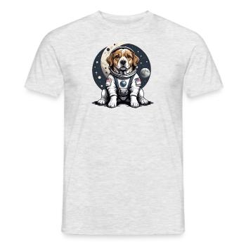 Hund Astronaut Dog Weltall Hundeliebe Geschenk - Männer T-Shirt - Grau meliert - Vorne - AI Model Male 178 dark (178cm)