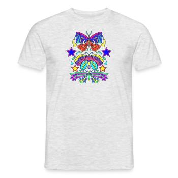 Seventies Butterflies - Männer T-Shirt - Grau meliert - Vorne - AI Model Male 178 dark (178cm)
