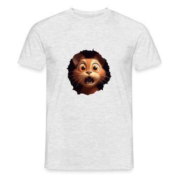 Chat choqué - T-shirt homme - gris chiné - Devant - AI Model Male 178 dark (178cm)