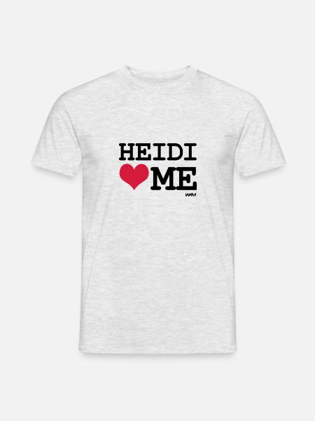 heidi loves me - Männer T-Shirt - Grau meliert