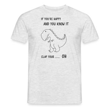 If you happy and you know it clap your OH - Männer T-Shirt - Grau meliert - Vorne - AI Model Male 178 dark (178cm)
