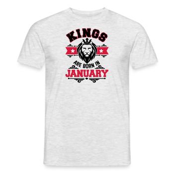 Kings are born in January - Geburtstag - Löwe-bday - T-shirt homme - gris chiné - Devant - AI Model Male 178 dark (178cm)