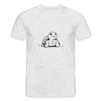 Turtle Cartoon – Cute Animal Motif - Men's T-Shirt - heather grey - Front - AI Model Male 178 dark (178cm)