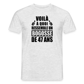 bogosse de 47 ans / cadeau anniversaire 47 ans - T-shirt homme - gris chiné - Devant - AI Model Male 178 dark (178cm)