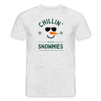 Se détendre avec les Snowmies Schneemann Winter - T-shirt homme - gris chiné - Devant - AI Model Male 178 dark (178cm)