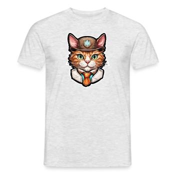 Lederhose / Tier / Tracht / Tradition / Katze - Männer T-Shirt - Grau meliert - Vorne - AI Model Male 178 dark (178cm)