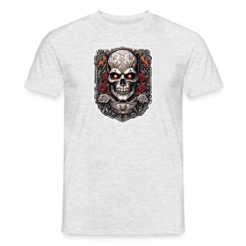 Skull / skull / skeleton / gothic / tattoo - Men's T-Shirt - heather grey - Front - AI Model Male 178 dark (178cm)