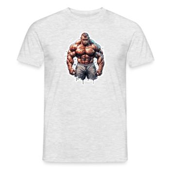 Bodybuilder / Sport / Fitness / Affe / Muskeln - Männer T-Shirt - Grau meliert - Vorne - AI Model Male 178 dark (178cm)