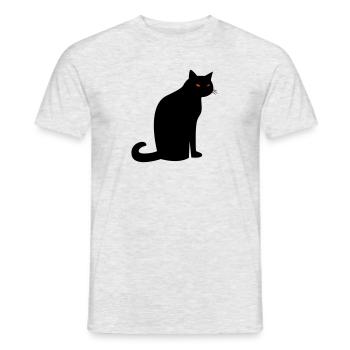 Creepy Black Cat Halloween - Men's T-Shirt - heather grey - Front - AI Model Male 178 dark (178cm)