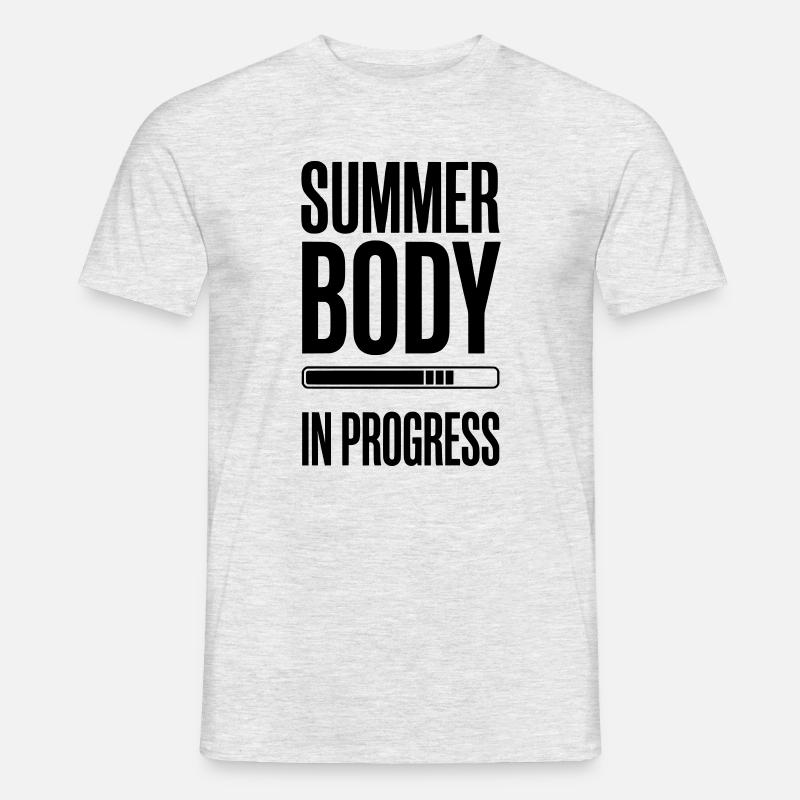 Summer Body in Progress – Motivationsstudio-Zitat - Männer T-Shirt - Grau meliert