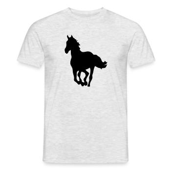 Pferd Pferd Silhouette Schatten shadow8 - Männer T-Shirt - Grau meliert - Vorne - AI Model Male 178 dark (178cm)