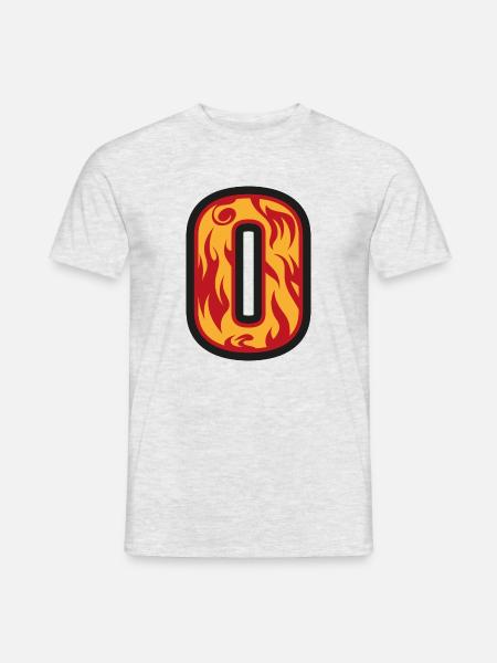 Buchstabe O mit Flammen - Buchstabe mit Feuer 🔥 - Männer T-Shirt - Grau meliert