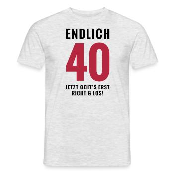 Endlich 40 - Geburtstag - Männer T-Shirt - Grau meliert - Vorne - AI Model Male 178 dark (178cm)