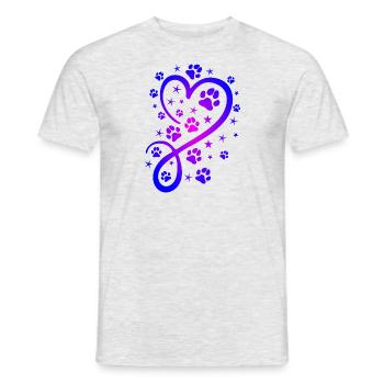 Herz mit Pfötchen und Sternen - Männer T-Shirt - Grau meliert - Vorne - AI Model Male 178 dark (178cm)