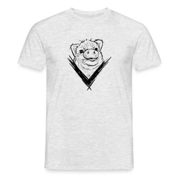 Schwein V Design Tierrechte pig - Männer T-Shirt - Grau meliert - Vorne - AI Model Male 178 dark (178cm)