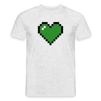 Süßes Pixel Art Herz Heart Love grün - Männer T-Shirt - Grau meliert - Vorne - AI Model Male 178 dark (178cm)