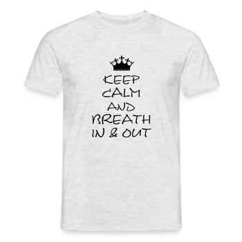 Keep Calm and in and out black Yoga - Männer T-Shirt - Grau meliert - Vorne - AI Model Male 178 dark (178cm)