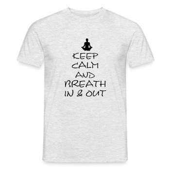 Yoga, inhale, exhale, breath in, breath out - Männer T-Shirt - Grau meliert - Vorne - AI Model Male 178 dark (178cm)