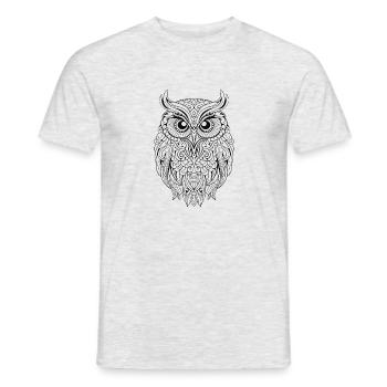 Mythical Magical Boho Owl with Patterns - Men's T-Shirt - heather grey - Front - AI Model Male 178 dark (178cm)