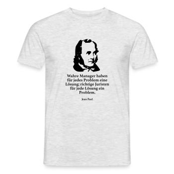 Jean Paul: Wahre Manager haben für jedes Problem - Männer T-Shirt - Grau meliert - Vorne - AI Model Male 178 dark (178cm)