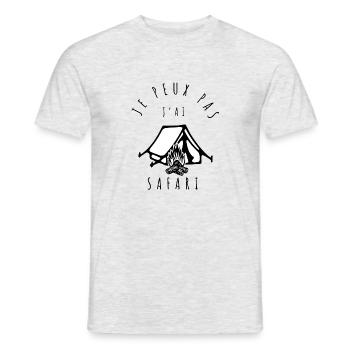 SAFARI - "Je suis en safari, désolé(e) ! - T-shirt homme - gris chiné - Devant - AI Model Male 178 dark (178cm)