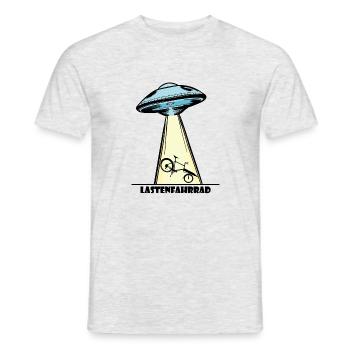 Ufo, Lastenfahrrad, Lastenrad, Cargobike, Alien - Männer T-Shirt - Grau meliert - Vorne - AI Model Male 178 dark (178cm)