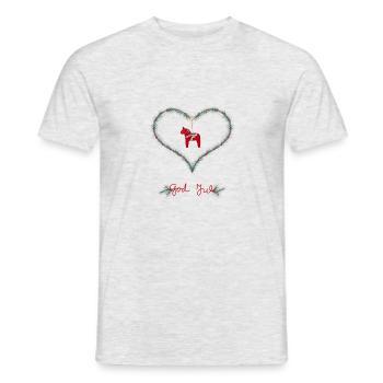 rot/-grünes Weihnachtsherz mit Dalapferd - Männer T-Shirt - Grau meliert - Vorne - AI Model Male 178 dark (178cm)