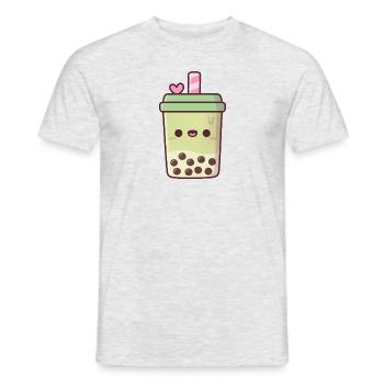 Süßer Matcha Latte Boba Tee - Männer T-Shirt - Grau meliert - Vorne - AI Model Male 178 dark (178cm)