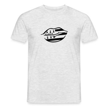 große Küsse Lippen Breton - Männer T-Shirt - Grau meliert - Vorne - AI Model Male 178 dark (178cm)