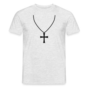 schmuck halskette kirche symbol kreuz jesus christ - Männer T-Shirt - Grau meliert - Vorne - AI Model Male 178 dark (178cm)