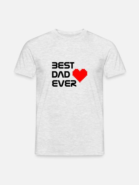 BEST DAD EVER mit Pixelherz - Männer T-Shirt - Grau meliert