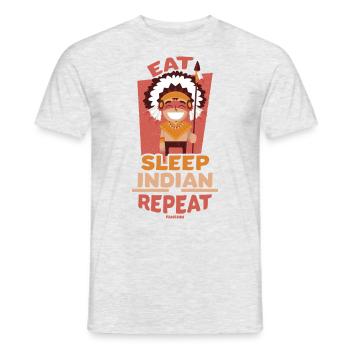Eat Sleep Indian Repeat Native American People - Männer T-Shirt - Grau meliert - Vorne - AI Model Male 178 dark (178cm)