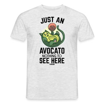 Le chat joue avec l’avocat - T-shirt homme - gris chiné - Devant - AI Model Male 178 dark (178cm)