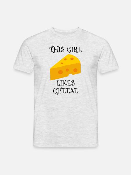 Mädchen isst gerne Käse Lustiges Sprichwort Essen - Männer T-Shirt - Grau meliert
