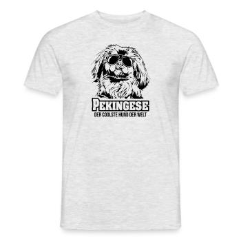 PEKINGESE coolster Hund Hundespruch Wilsigns Hunde - Männer T-Shirt - Grau meliert - Vorne - AI Model Male 178 dark (178cm)