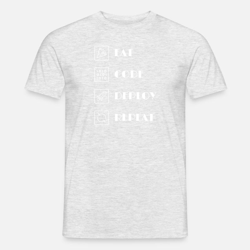 EAT - CODE - DEPLOY - REPEAT - Männer T-Shirt - Grau meliert