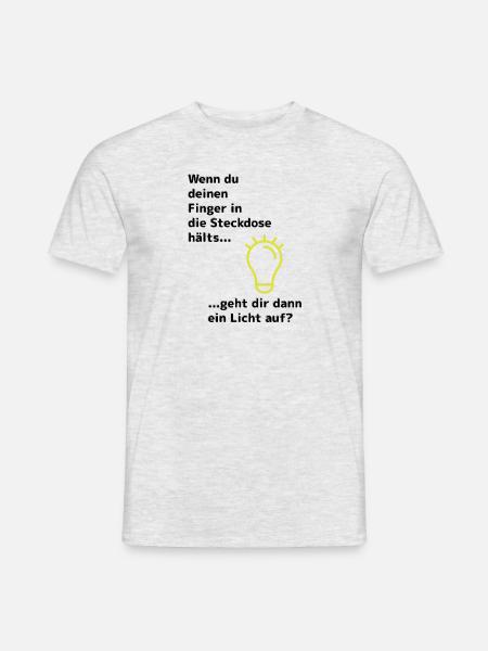Finger in Steckdose - Männer T-Shirt - Grau meliert