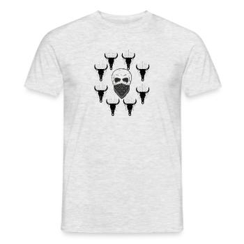 Stierköpfe mit Skull - Männer T-Shirt - Grau meliert - Vorne - AI Model Male 178 dark (178cm)