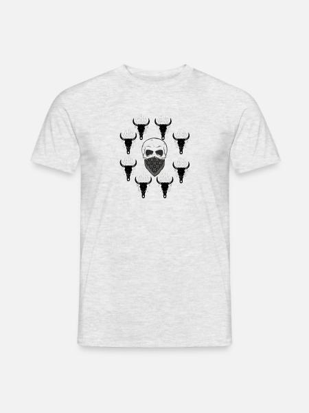 Stierköpfe mit Skull - Männer T-Shirt - Grau meliert