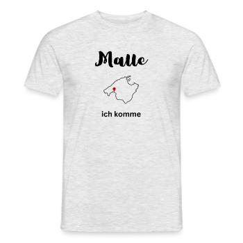 Malle, j’arrive - T-shirt homme - gris chiné - Devant - AI Model Male 178 dark (178cm)