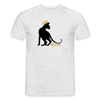 Queen Cat with Crown: OKH, Peterbald, Sphynx - Men's T-Shirt - heather grey - Front - AI Model Male 178 dark (178cm)