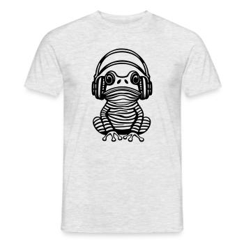 Frosch mit Kopfhörern - Männer T-Shirt - Grau meliert - Vorne - AI Model Male 178 dark (178cm)
